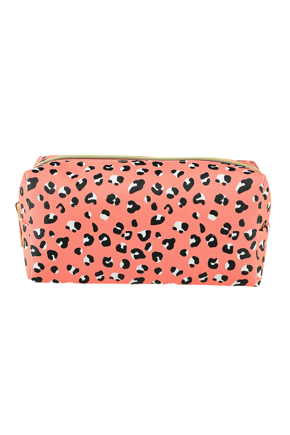 Pink Leopard Print Zipped Cuboid Cosmetic Bag 19*8*9cm