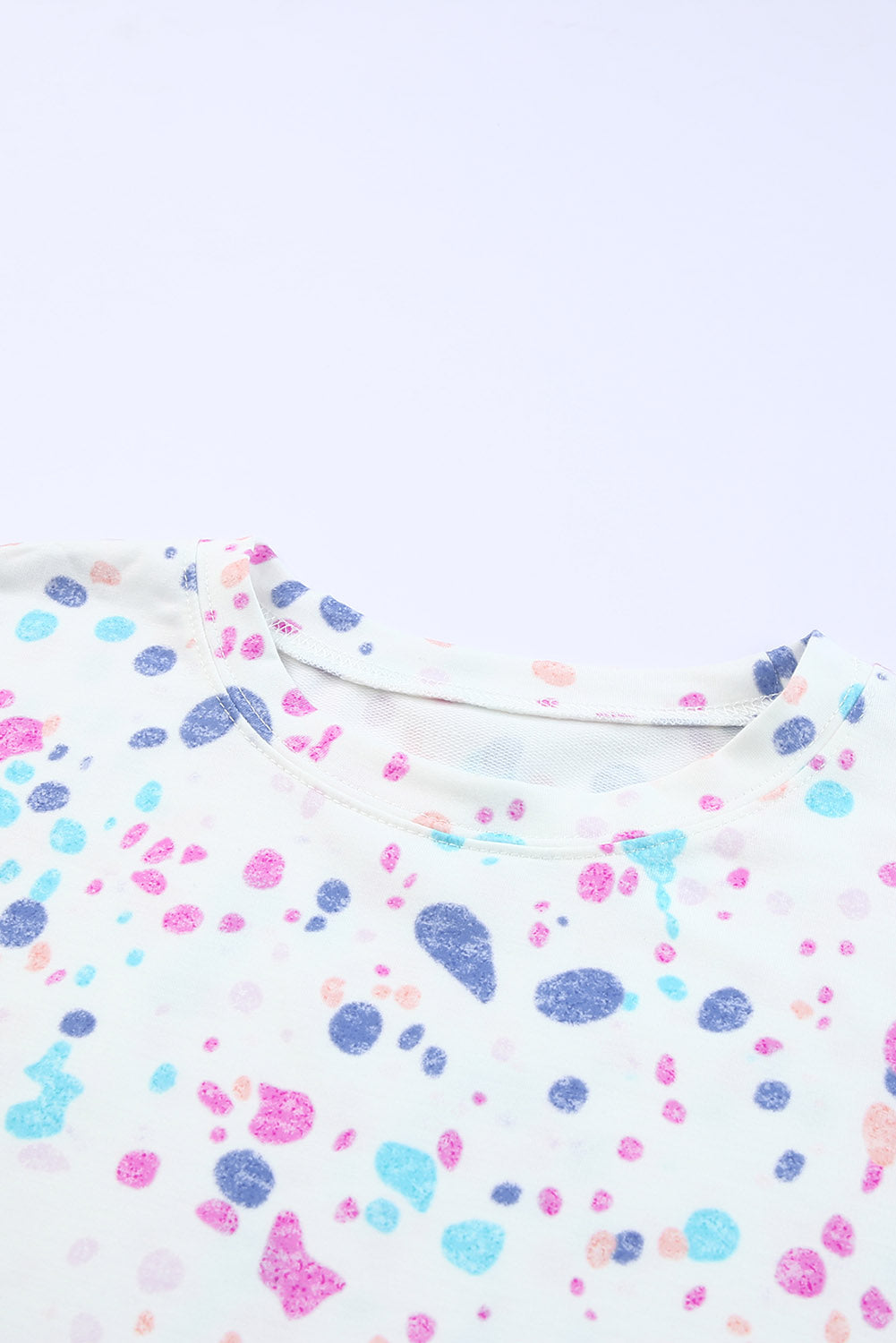 White Tie-dye Long Sleeve Crop Pullover and Joggers Lounge Set
