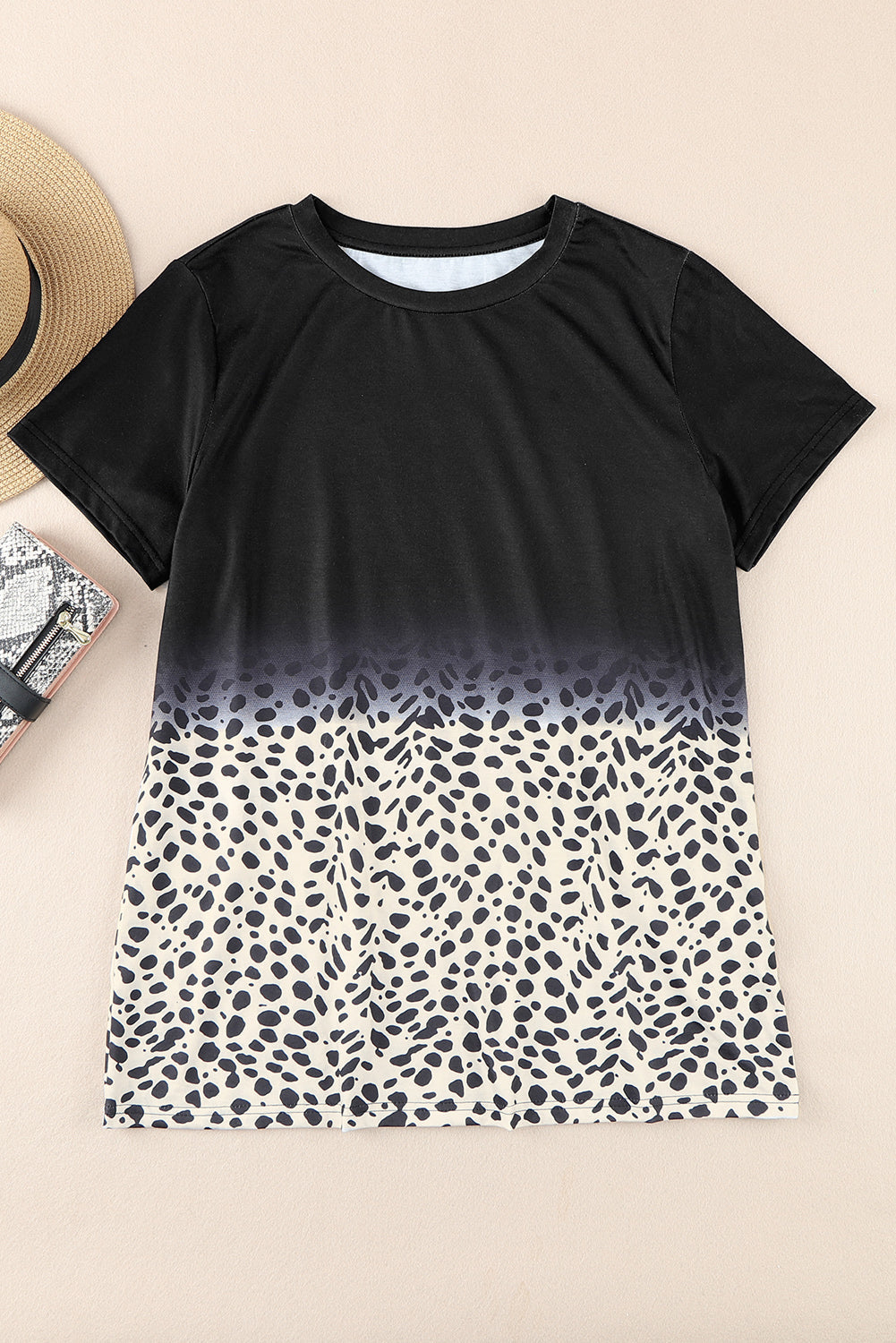 Black Gradient Leopard Lace V Neckline Tank Top