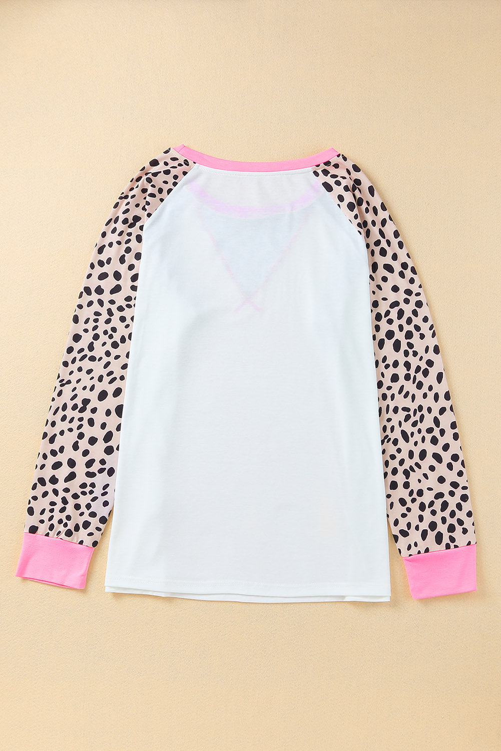 White Leopard Patchwork Long Sleeve Plus Size Top