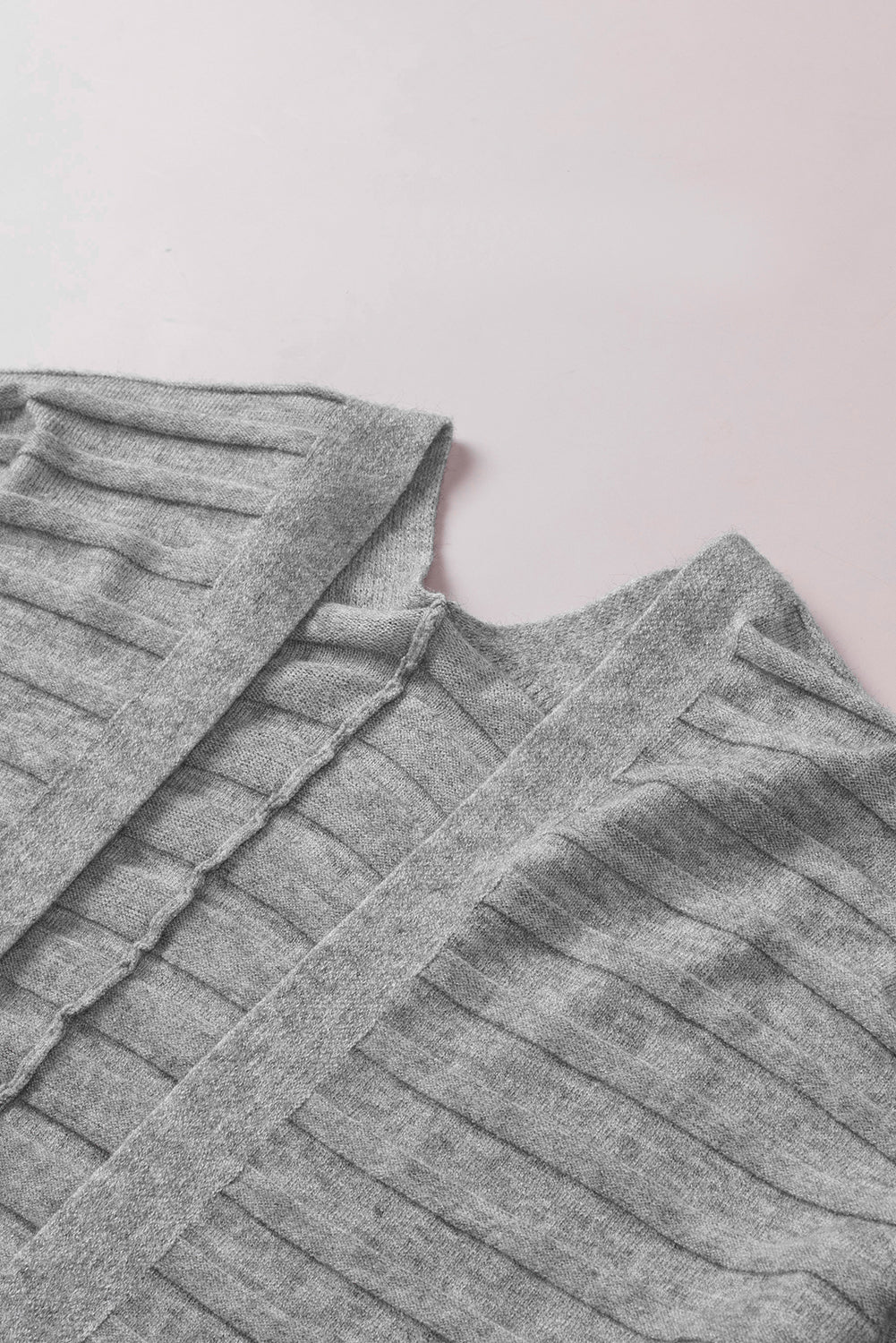 Red Ribbed Open Front Knit Cardigan