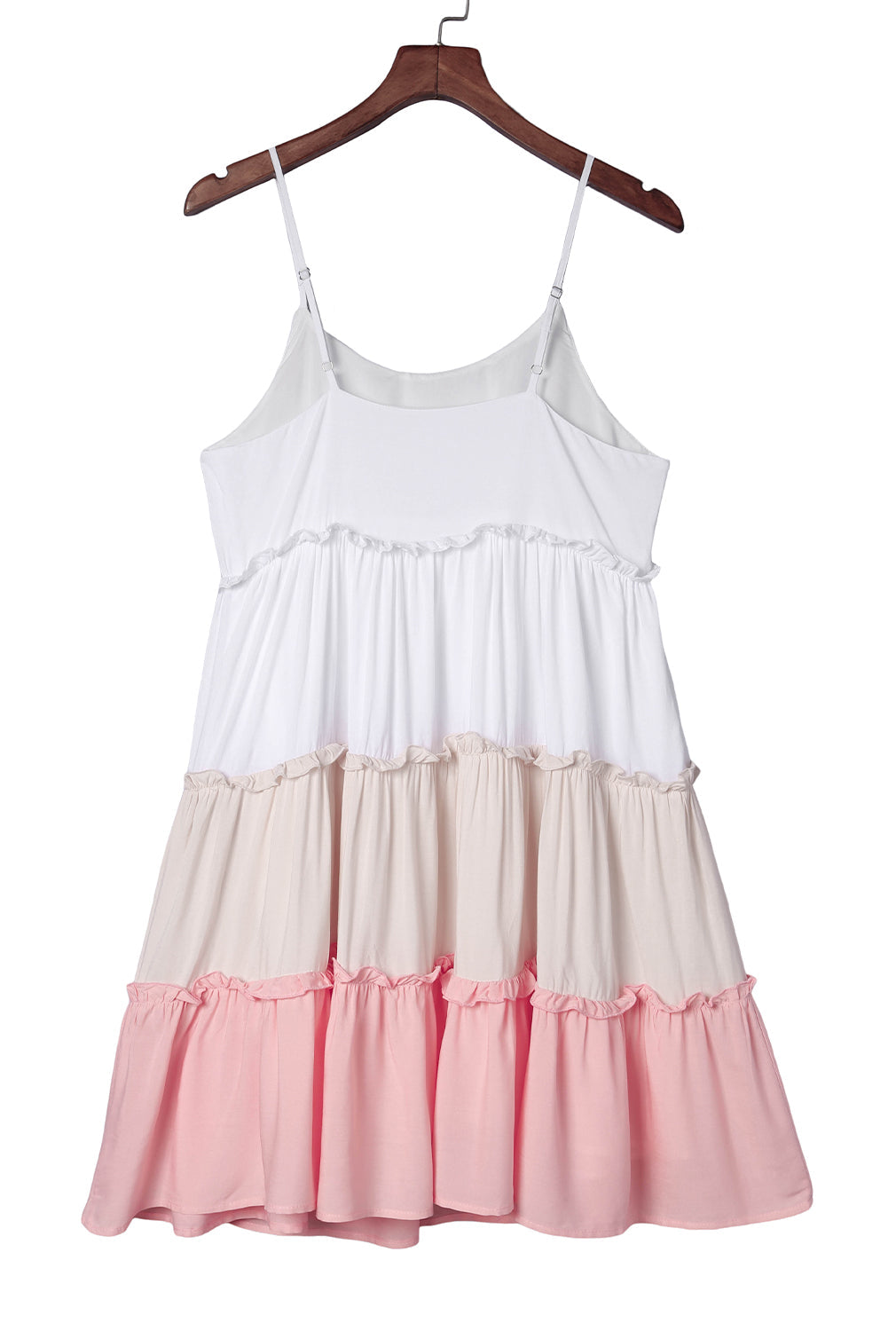 White Frill Straps Color Block Tiered Tank Top