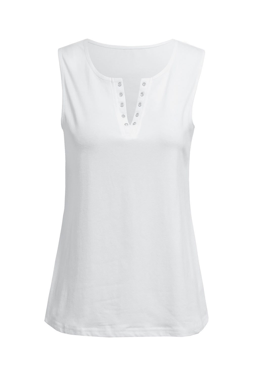 Gray Solid Slim-fit V Neck Tank Top