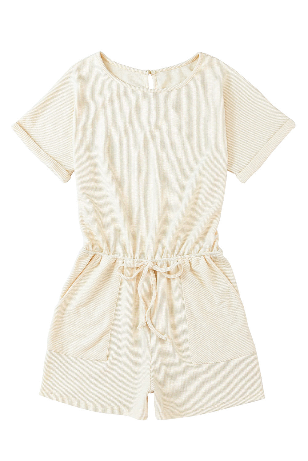 Gray Ribbed Elastic Waist Romper