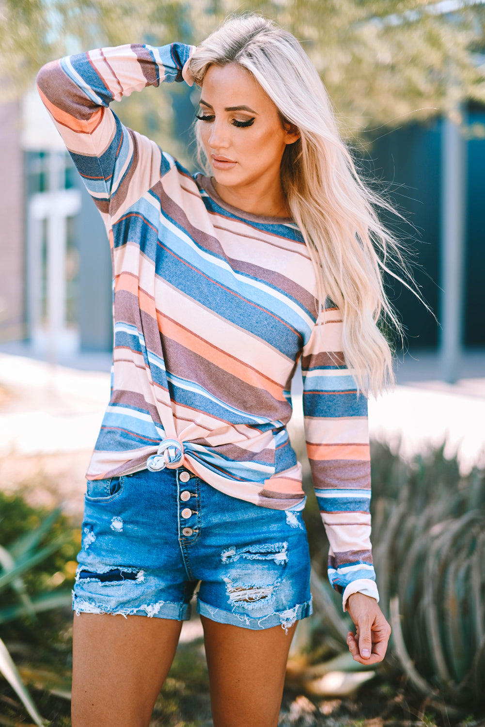 Multicolor Striped Long Sleeve Top