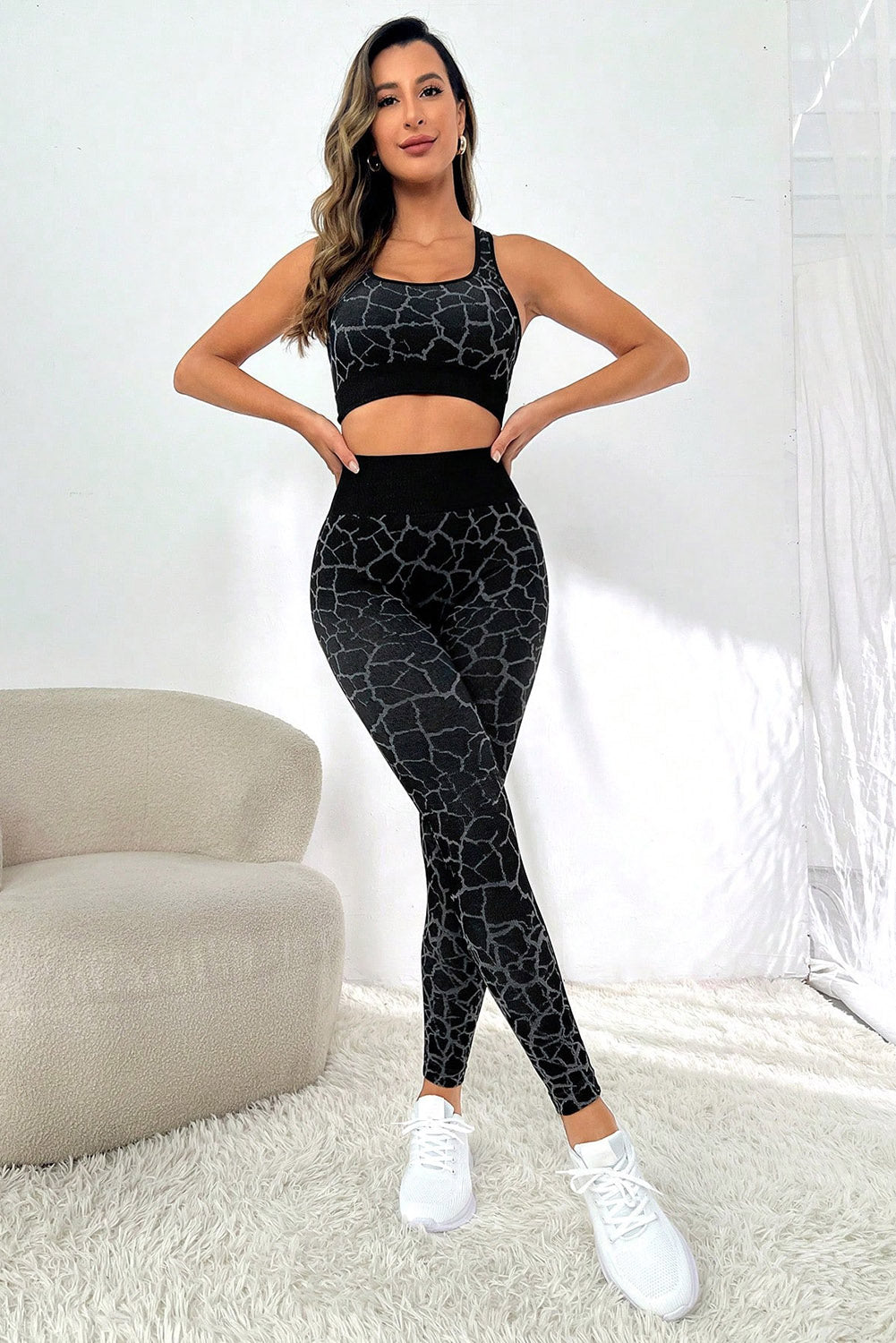 Black Animal Print Butt Lift High Waist Active Set