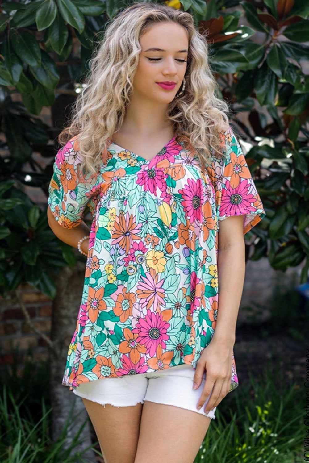 Multicolor Floral Print Smocked Tank Top