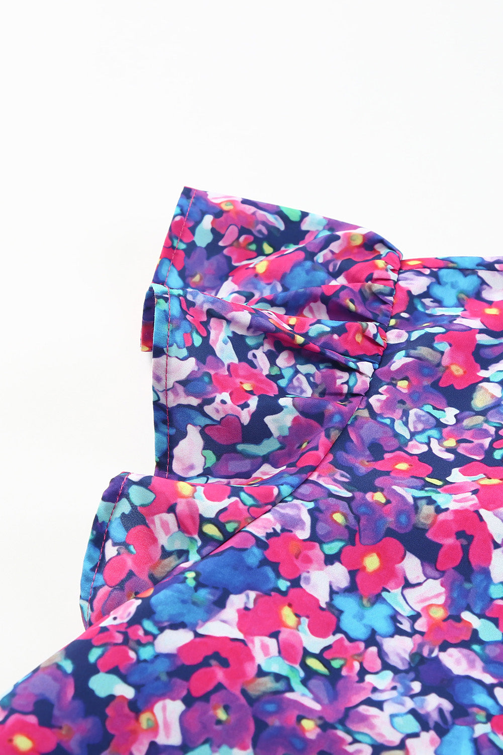 Purple Plus Size Floral Print Ruffle Sleeve Blouse