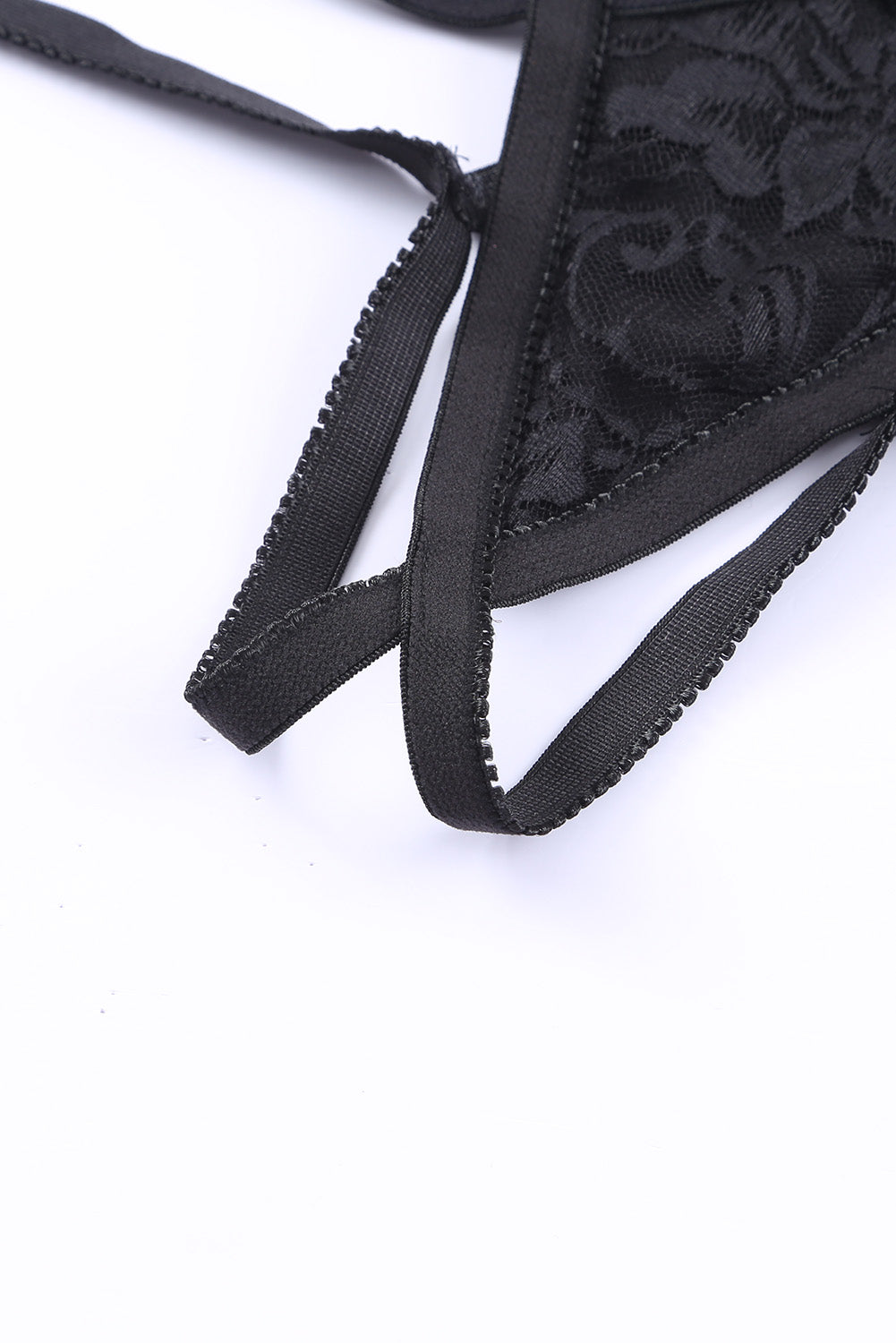 Black Scalloped Criss Cross Lace Panty