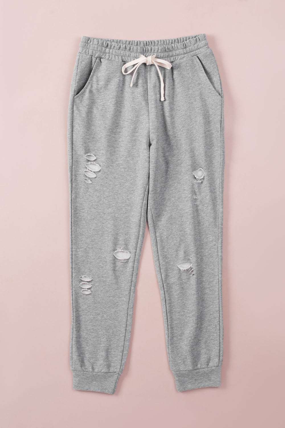 Gray Heather Distressed Cropped Joggers