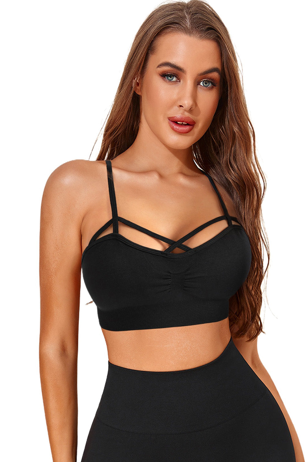 Black Caged Cami Active Crop Top