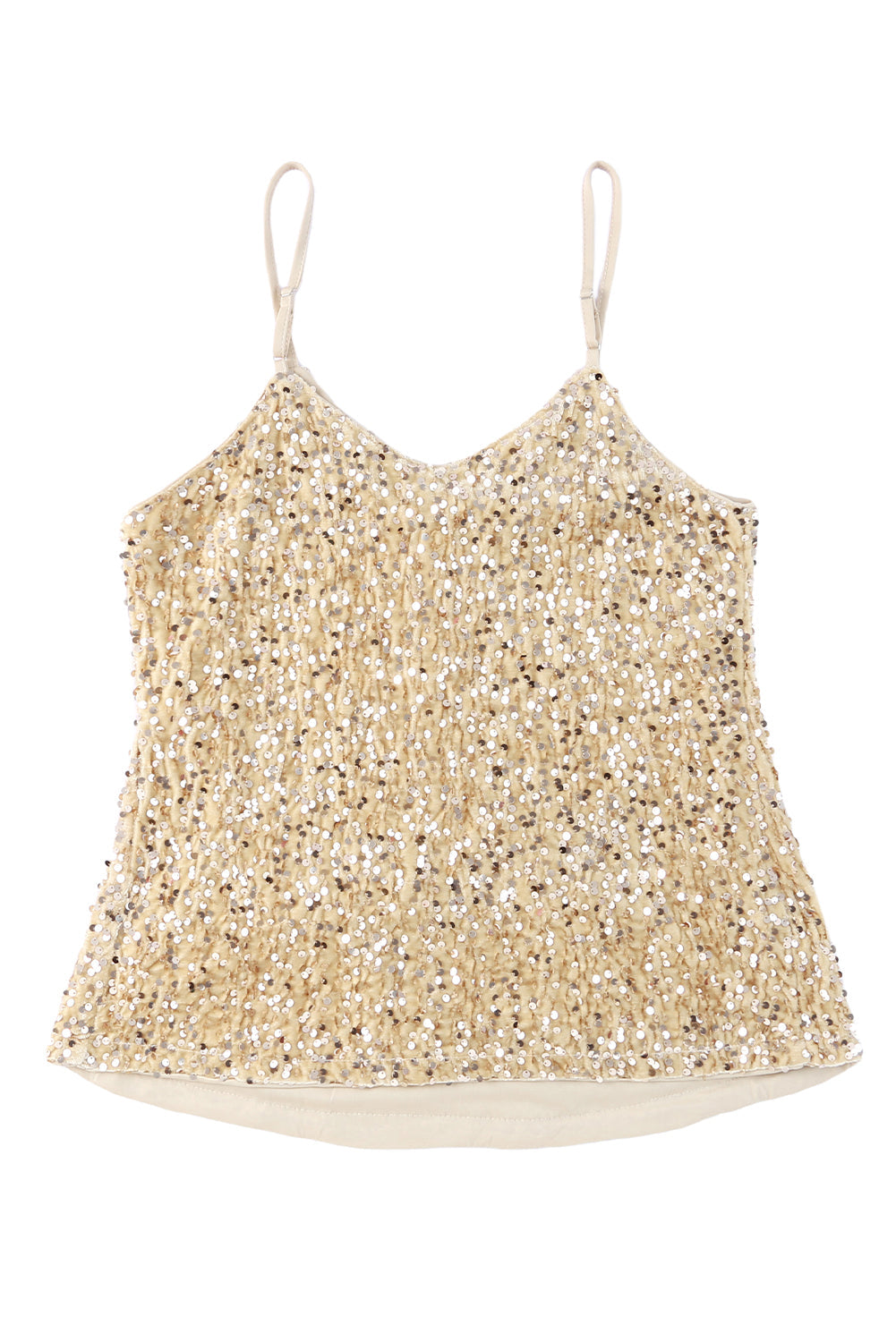 Apricot Sequin Adjustable Straps Tank Top