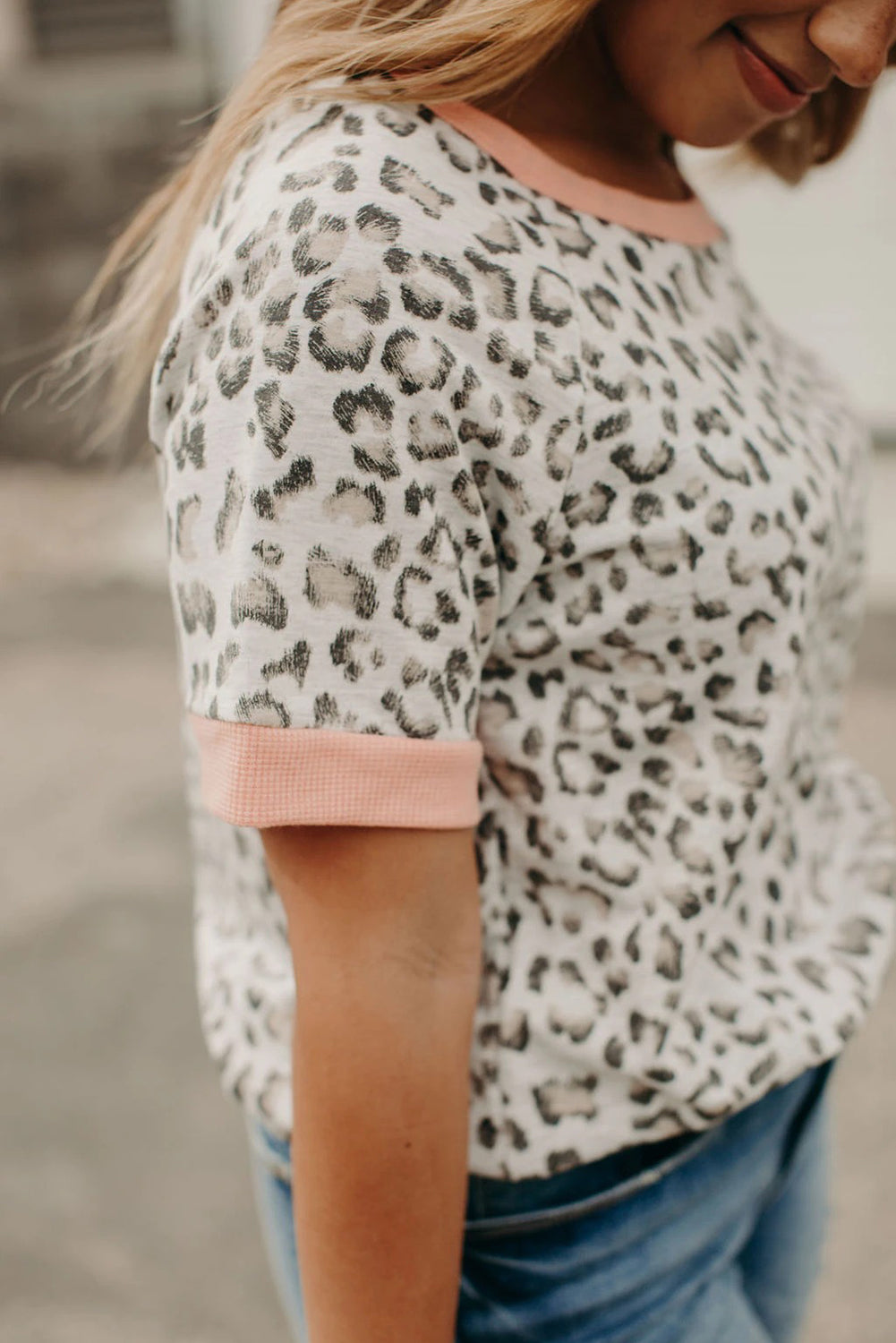 Leopard Fuzzy Print Contrast Trim Tank Top