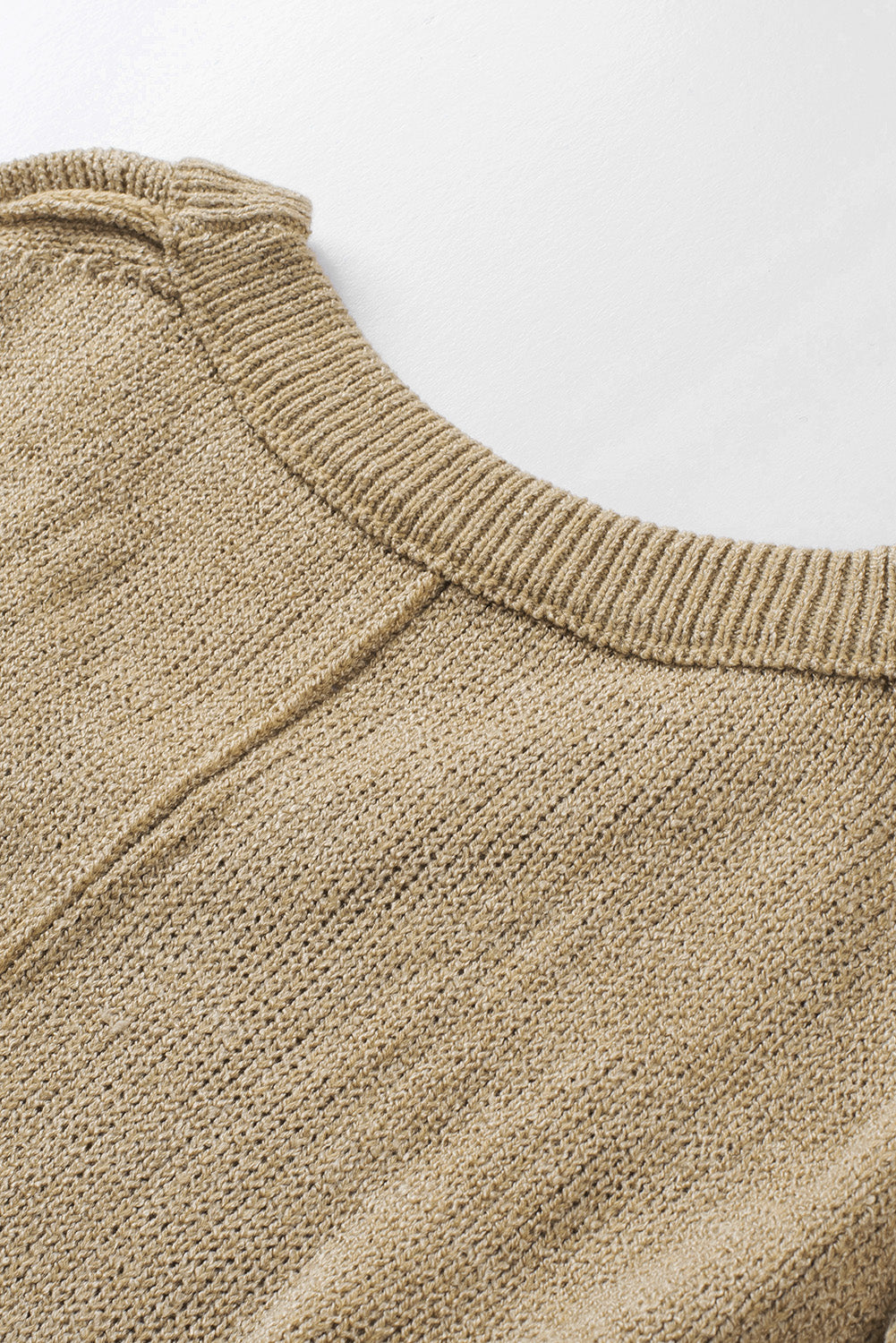 Khaki Ribbed Trim Oversize Sweater