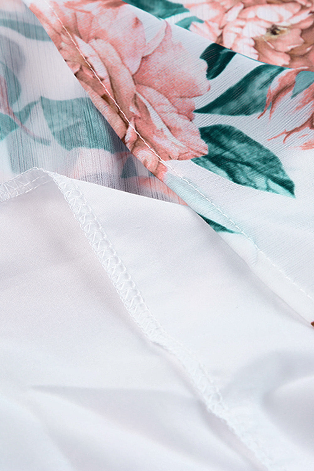 White Loose Bubble Sleeves Floral Print Dress