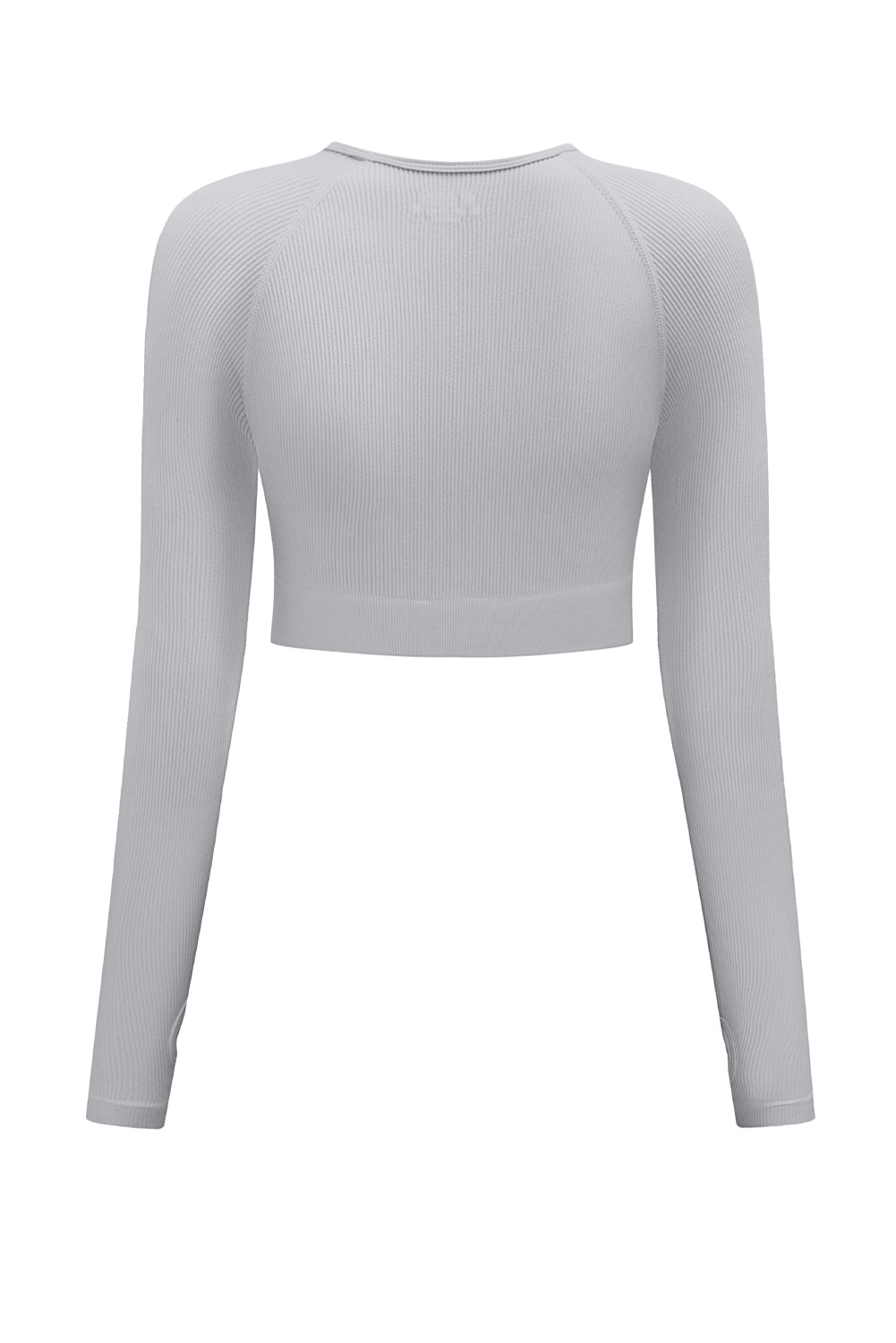 Gray Long Sleeve Seamless Crop Smoke