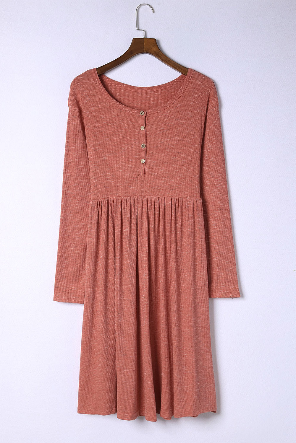 Red Plus Size Mineral Washed Ribbed Henley Dress