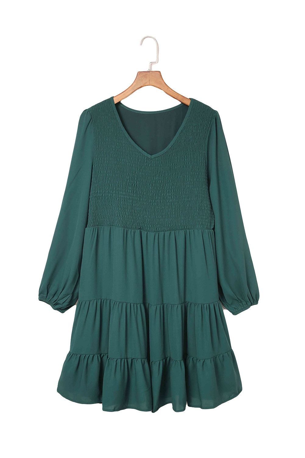 Green Smocked Tiered Plus Size Dress