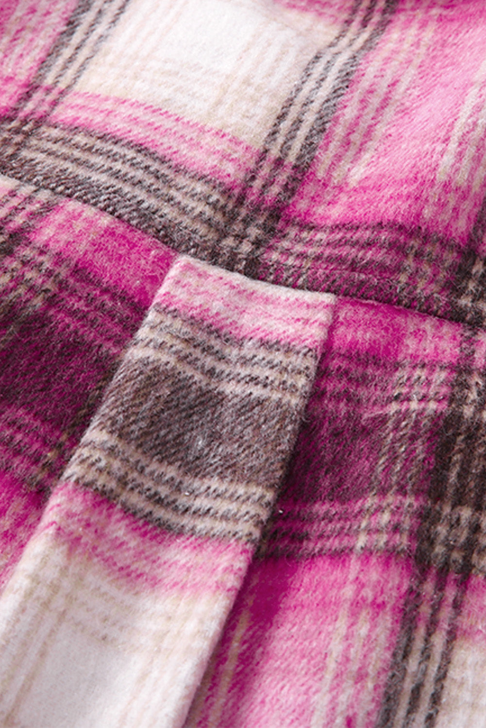 Rose Contrast Trim Plaid Shacket