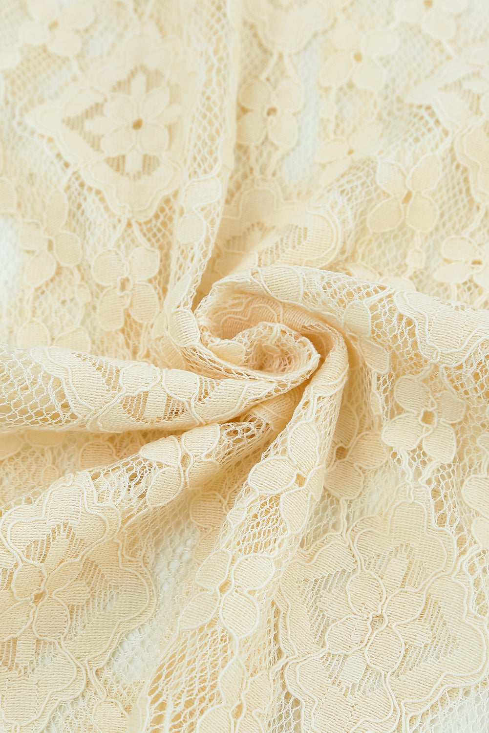 Beige Mock Neck Lace Blouse