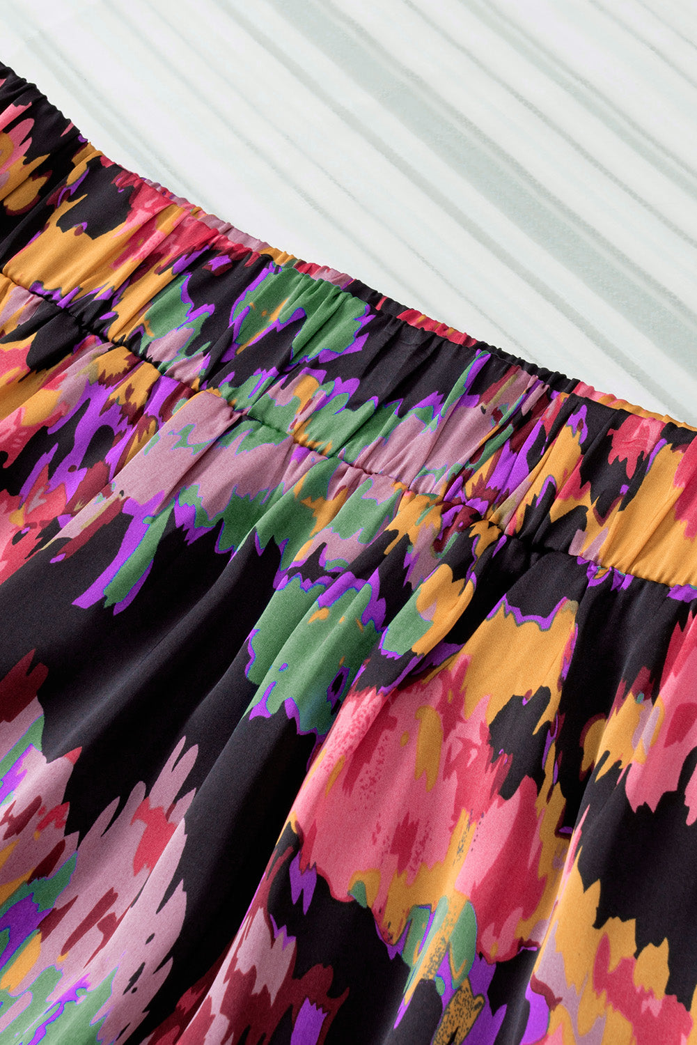 Black Abstract Floral Print High Waist Maxi Skirt