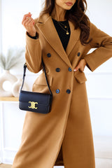 Autumn And Winter Simple Double Row Button Long Sleeve Collared Button Woolen Coat Women