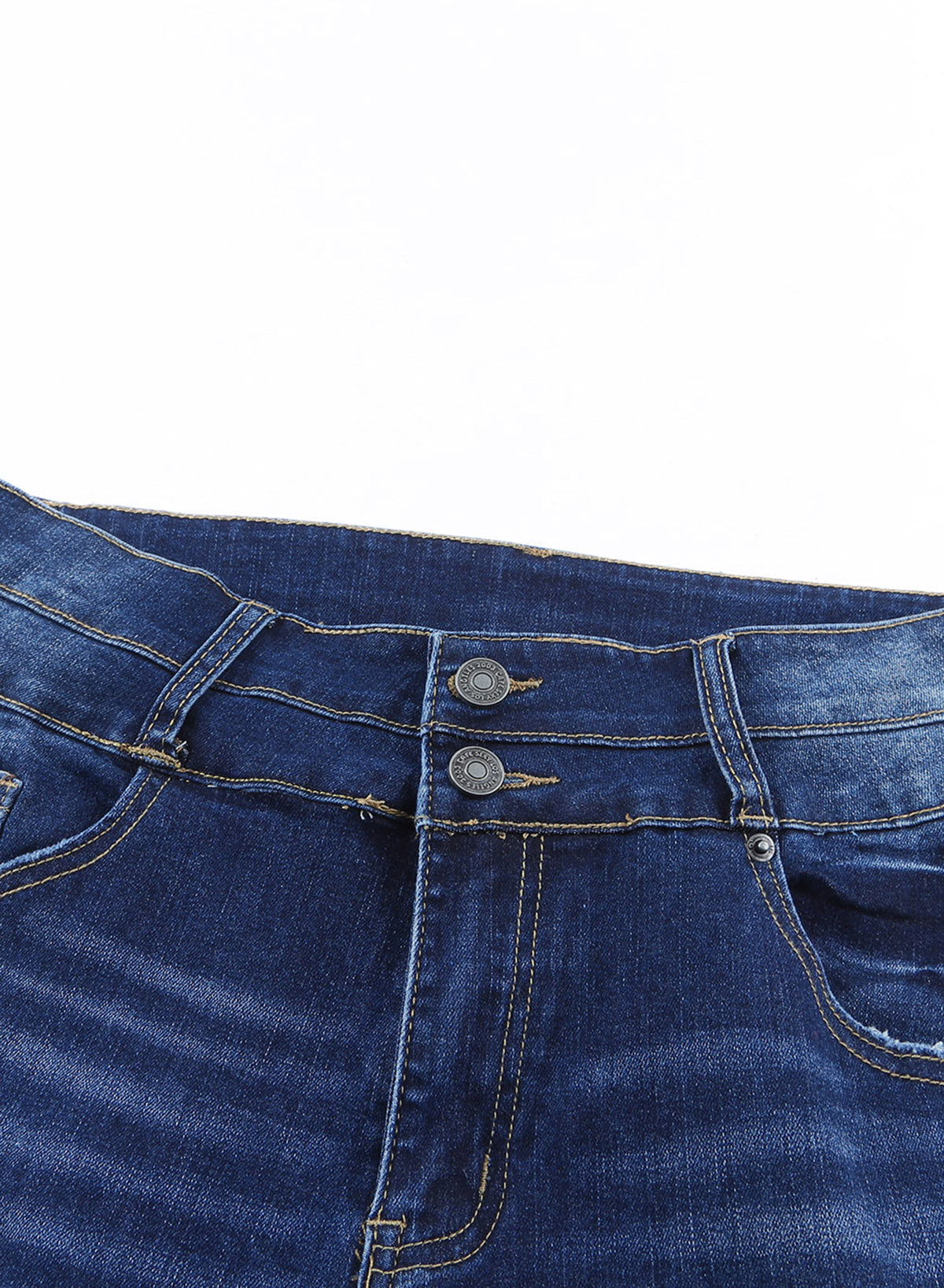 Blue Distressed High Waist Flared Jeans