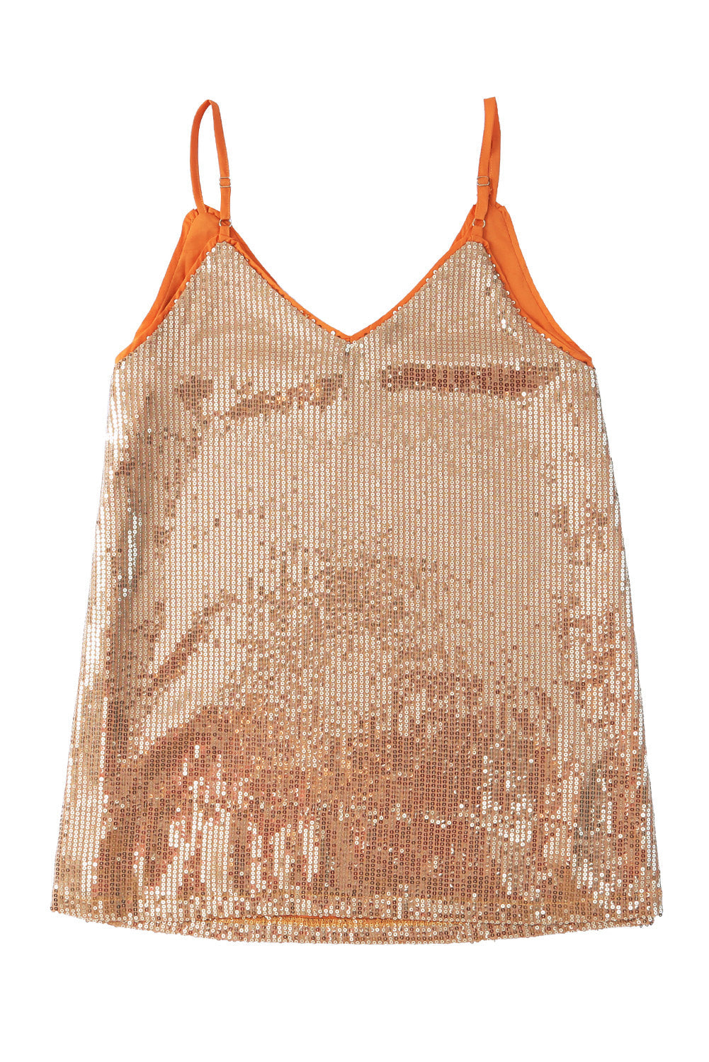 Apricot Spaghetti Straps Sequin Tank Top