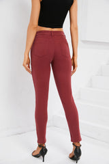 Mid Rise Solid Color Skinny Jeans