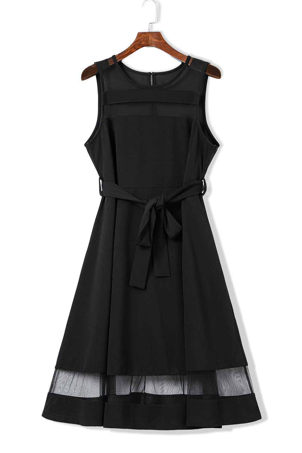 Black Plus Size Mesh Panel Skater Dress