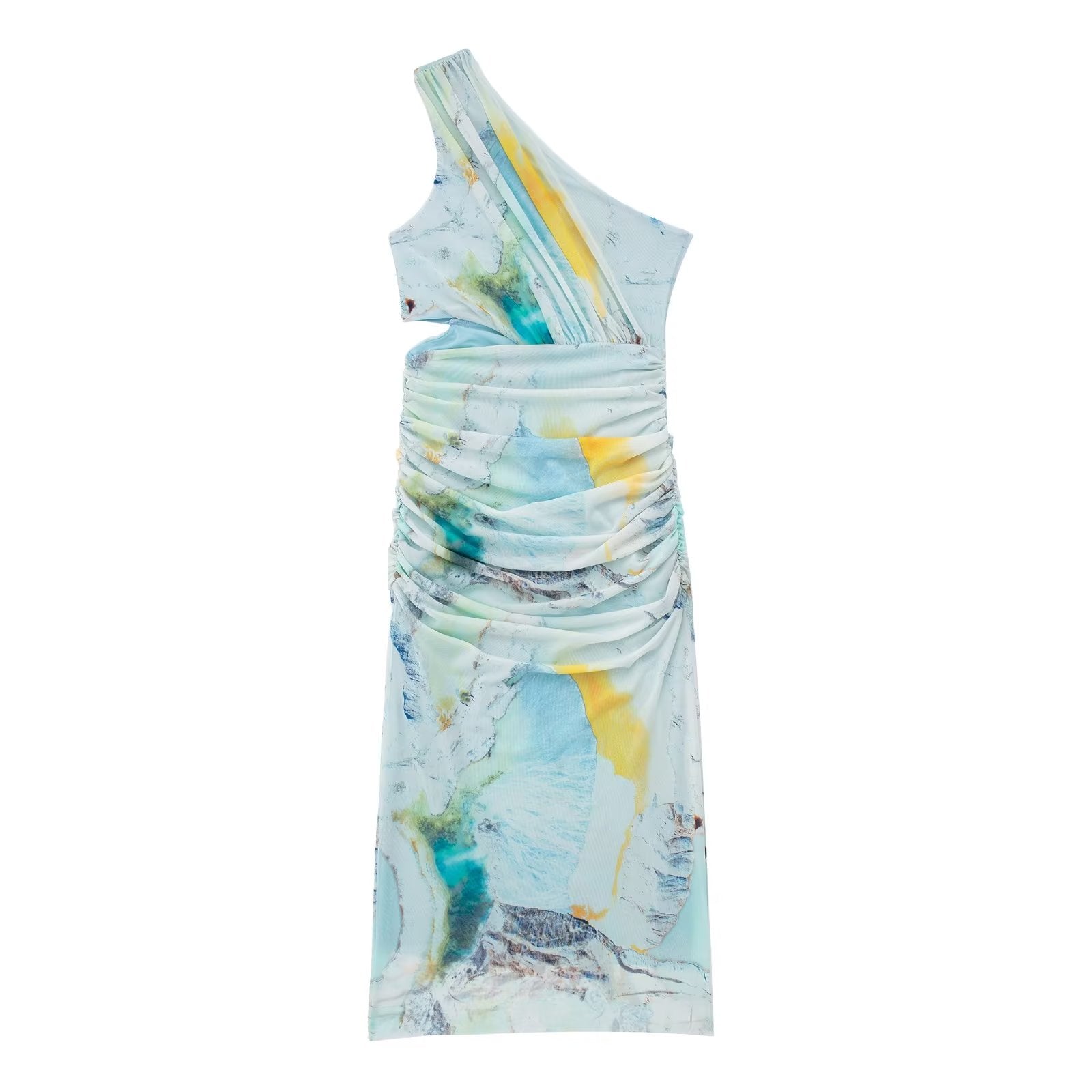 Summer Wind Women  Open Design Printed Silk Net Dress