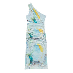 Summer Wind Women  Open Design Printed Silk Net Dress