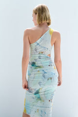 Summer Wind Women  Open Design Printed Silk Net Dress