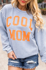 Gray Cool Mom Graphic Print Cording Sweatshirt