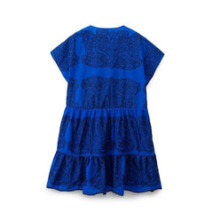 Summer Women  Clothing Fashionable Contrast Color Embroidered Short Dress