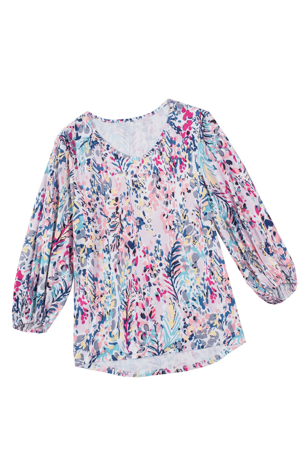 Pink Floral Print Ruffle Sleeve Babydoll Top