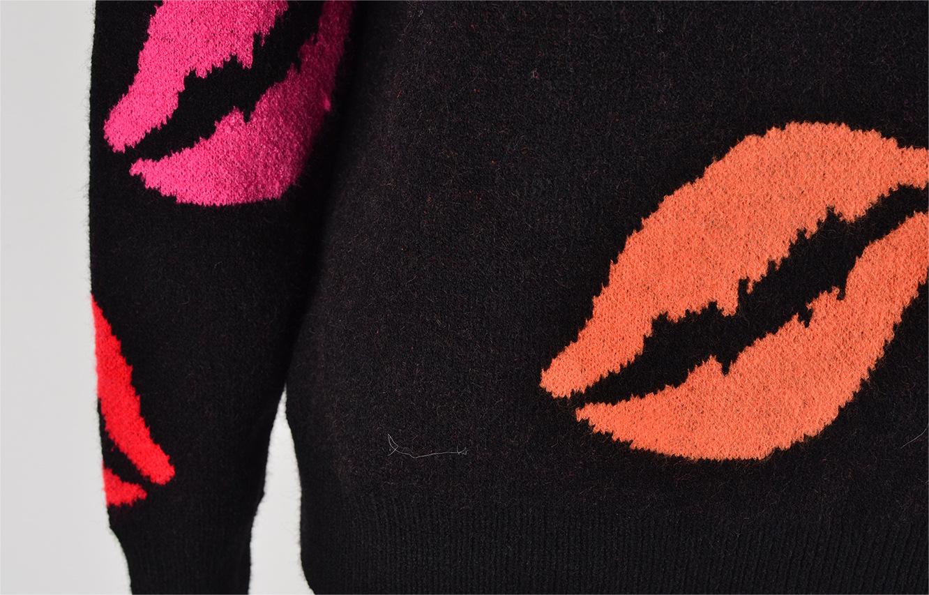 Autumn Winter Lips Valentine Day Sweater V neck Knitted Pullover Sweater