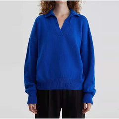 Autumn Polo Collar Autumn Winter Knitting Sweater Women