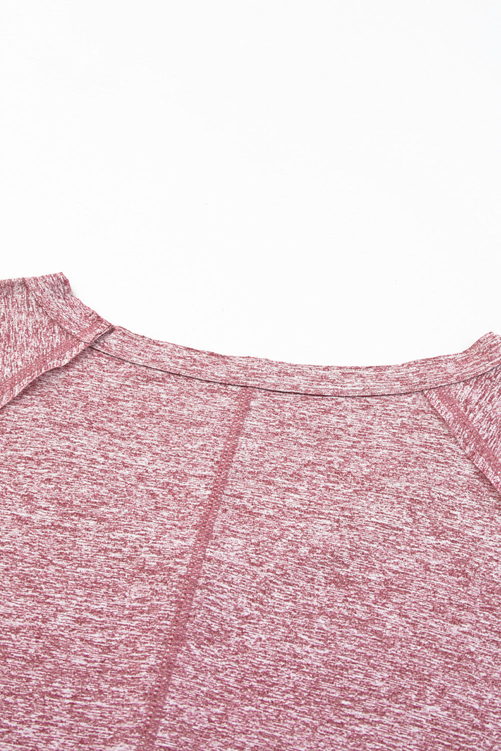 Pink Marble Print Seamed V Neck T-shirt