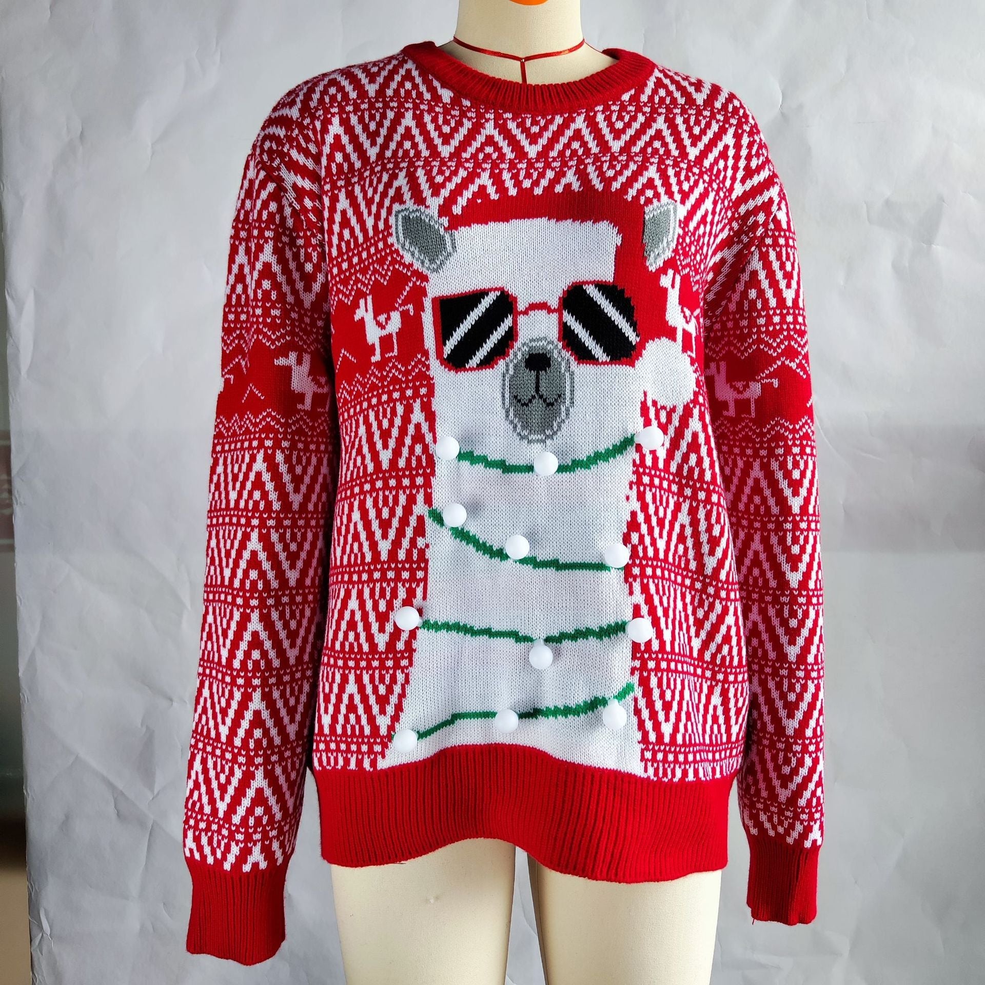 Knitted Bottoming Shirt Autumn Winter Christmas Festival Pullover Pet Alpaca Brocade Sweater