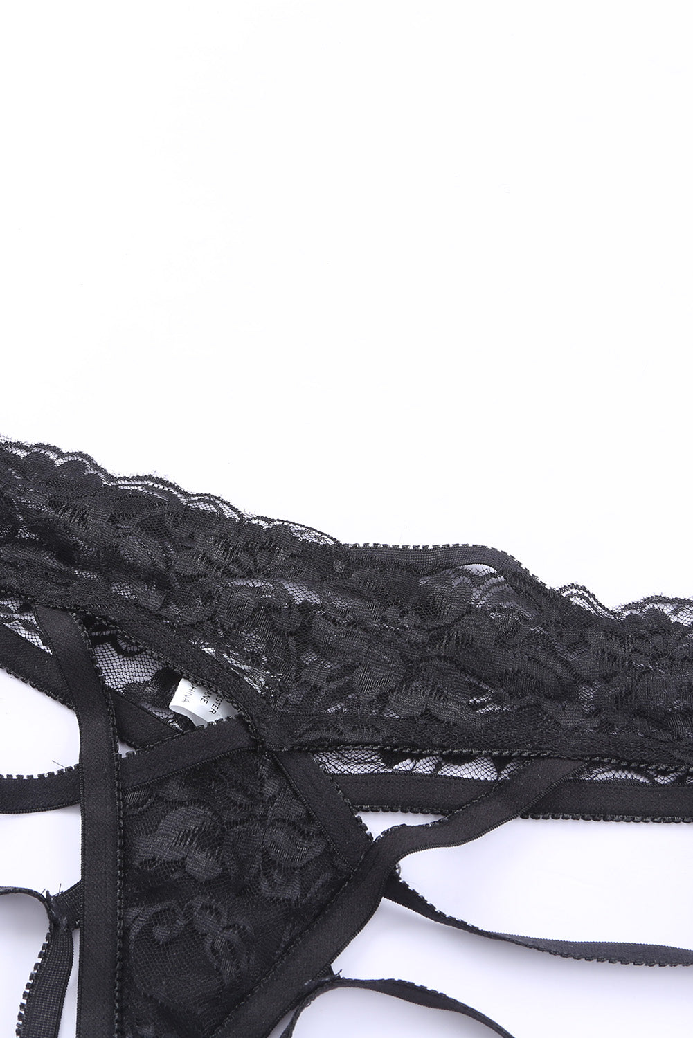 Black Scalloped Criss Cross Lace Panty