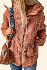 Pink Sherpa Zip Hooded Teddy Jacket