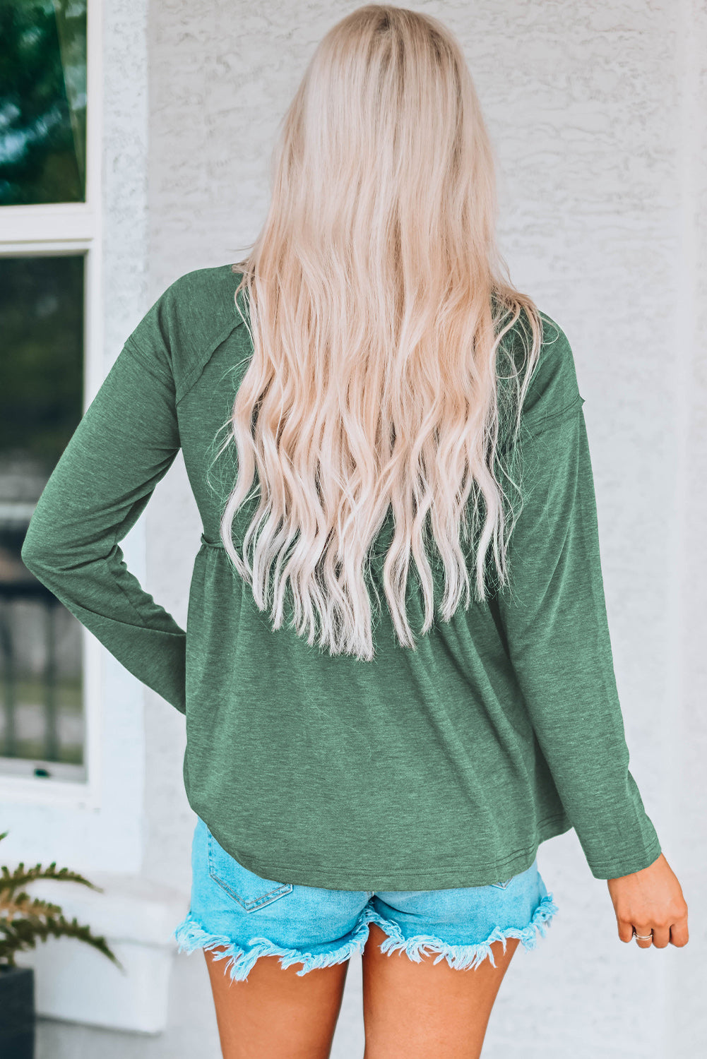 Green Long Sleeve Babydoll Top