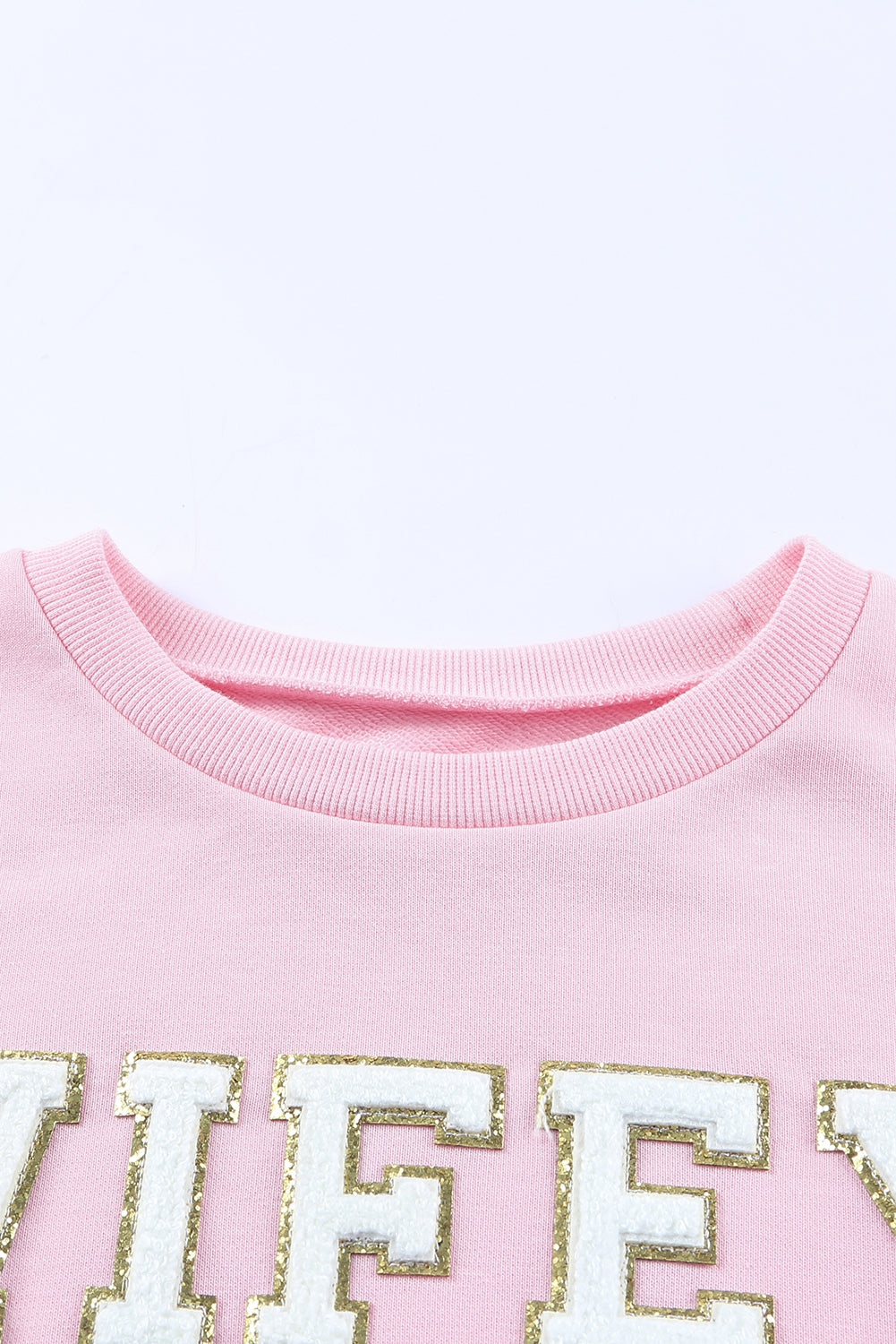 Pink WIFEY Graphic Crew Neck Pullover Sweatshirt