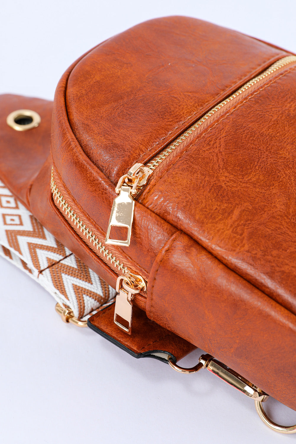 Brown Crossbody PU Leather Sling Bag