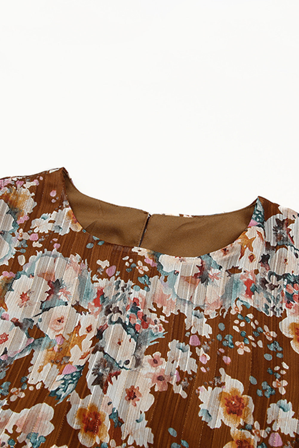 Brown Tiered Ruffle Floral Dress