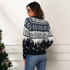 Christmas Clothes Women Clothing Christmas Snowflake Women Pullover Long Sleeves Loose Jacquard Sweater