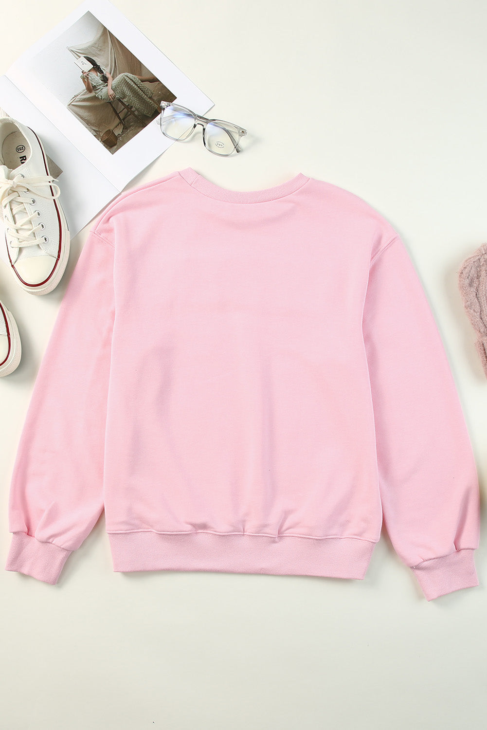 Pink WIFEY Graphic Crew Neck Pullover Sweatshirt