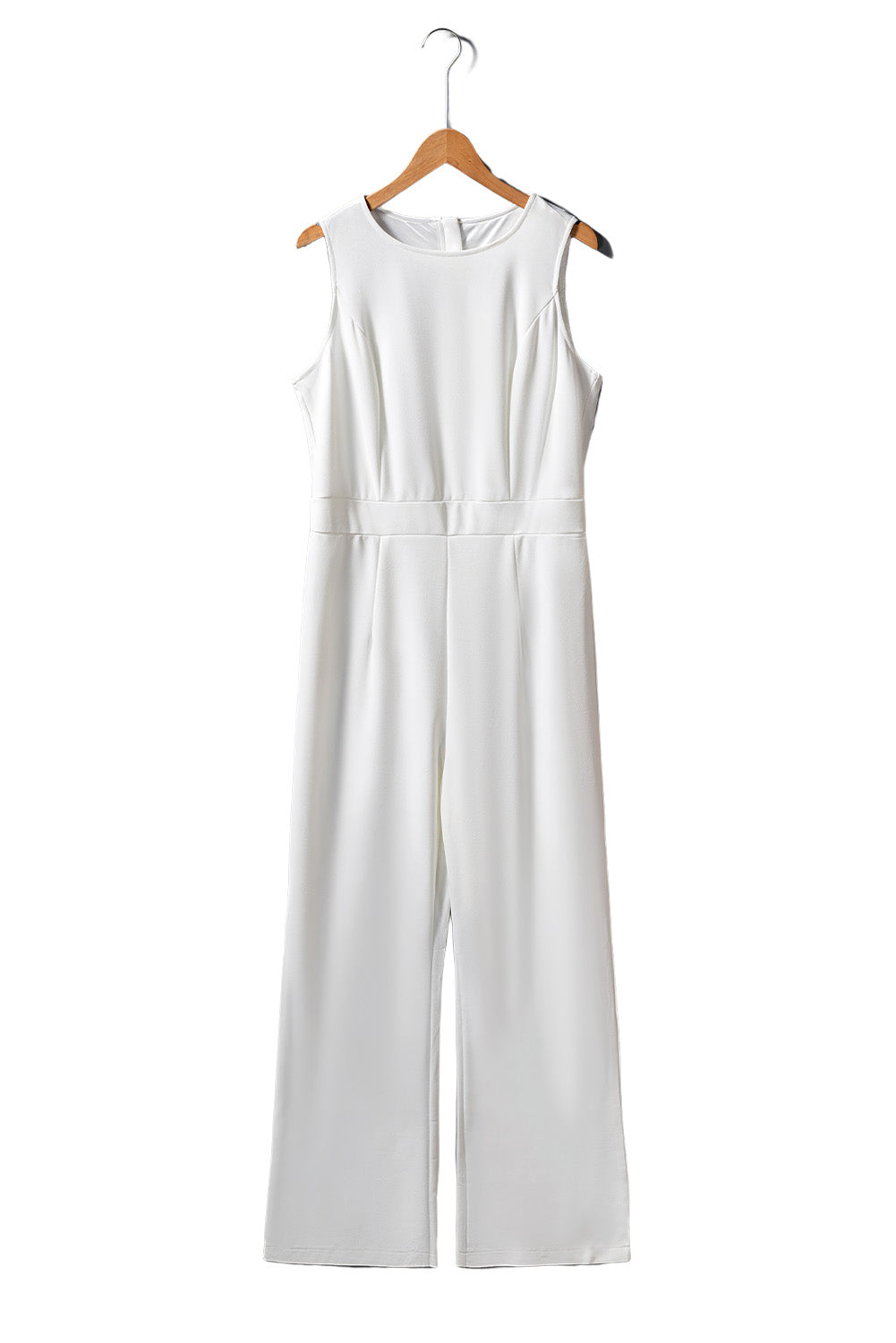 White High Waist Back Zip Wide Leg Sleeveless Jumpsuit