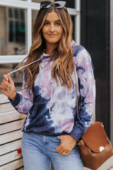 Multicolor Kangaroo Pocket Pullover Tie-dye Hoodie